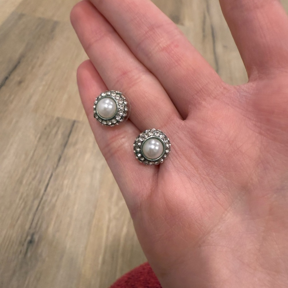 Diamond Encrusted Pearl Earrings